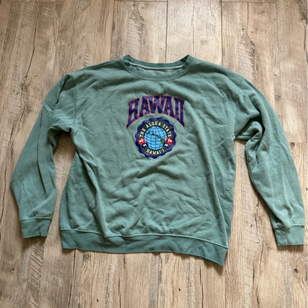 Pacsun Green Vintage-Like Crewneck Sweatshirt